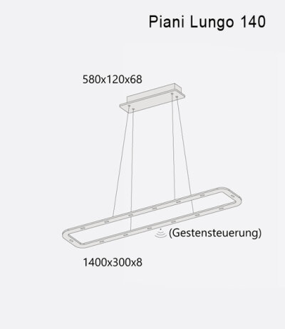 Byok Piani Lungo rechteckige formal extrem reduzierte LED-Pendelleuchte mit Gestensteuerung und Dim-To-Warm-Technologie 2100K-2700K f&uuml;r Konferenz- und Esstische Entwurf Kai Byok