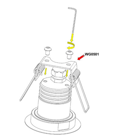 Luce&amp;Light Fixierfeder WG0502 zur Deckenmontage der Smoothy 2,4 / 2.8 Einbauleuchten &Oslash;75mm