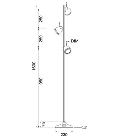 lessnmore Ylux Y-3SL LED-Standleuchte mit drei drehbaren Leuchtenk&ouml;pfen dimmbar