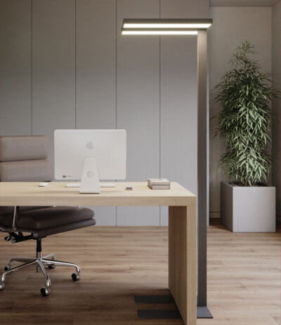 Byok Campo LED-Arbeitsplatzleuchte B&uuml;ro Standleuchte direkt/indirektes Licht dimmbar via Taster an der Struktur