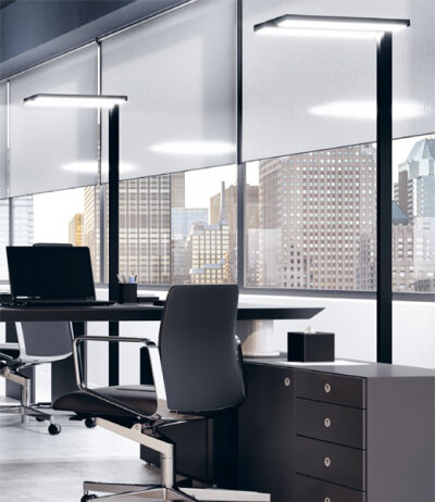 Byok Campo LED-Arbeitsplatzleuchte Büro Standleuchte direkt/indirektes Licht dimmbar via Taster an der Struktur