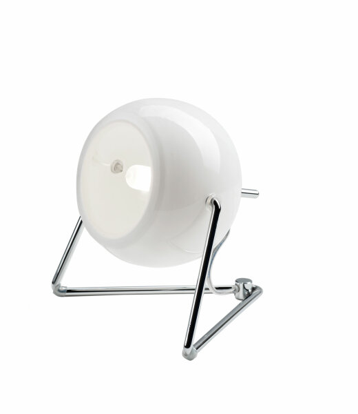Fabbian Beluga White D57 B07 verchromte Tischleuchte mit weißem Glas GU10 Fassung LED-Retrofit kompatibel Ein/Aus-Schnurschalter Entwurf Marc Sadler