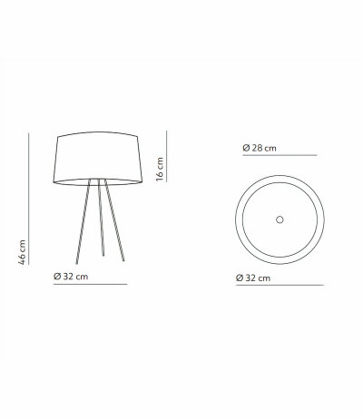 KDLN Tripod Tischleuchte mit Textilschirm Schnurdimmer und E27 Fassungen LED-Retrofitkompatibel