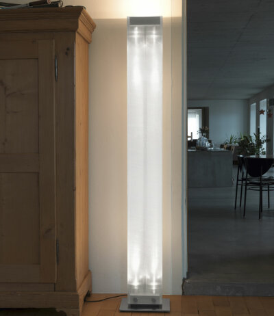 Belux Twilight skulpturale rechteckige LED-Stehleuchte Plexiglas mit 2-Lichtkreisen getrennt schalt-/dimmbar Entwurf Samantha &amp; John Ritschl-Lassoudry