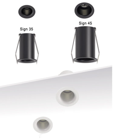 Neko Lighting Sign runder kompakter LED-Einbaustrahler nicht verstellbar hoher Sehkomfort LED 3000K CRI90 f&uuml;r Deckenst&auml;rken von 1-25mm
