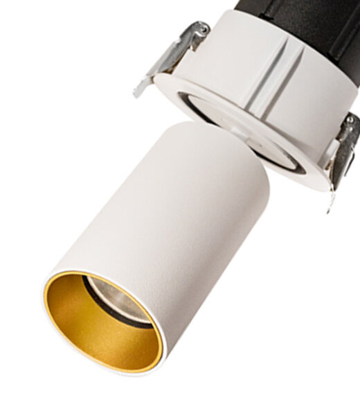 Neko Lighting Kenzo runde LED-Deckeneinbauleuchte mit dreh-/schwenk- und versenkbarem Leuchtenkopf LED 3000K CRI90 Einbautiefe 62mm f&uuml;r Deckenst&auml;rken 1-25mm
