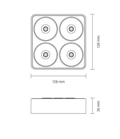 Nimbus Lighting Q Four LED-Deckenstrahler mit 4 Linsen in flachem, kubischen Aufbaugeh&auml;use dimmbar