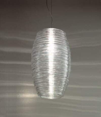 Vistosi Damasco SP Pendelleuchte Muranoglas LED-Retrofit kompatibel Version SP M (&Oslash;15 cm) Glas Transparent