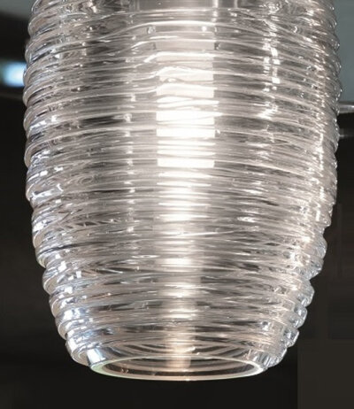 Vistosi Damasco SP Pendelleuchte Muranoglas LED-Retrofit kompatibel Version SP M (&Oslash;15 cm) Glas Transparent
