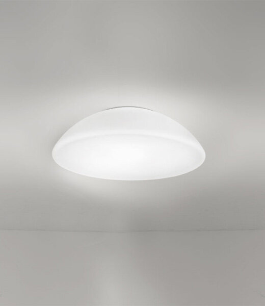Vistosi Infinita PP 36 runde weiße Muranoglas Wand-/Deckenleuchte Ø36cm Höhe 14cm mit E27 Fassung kompatibel mit LED-Retrofitlampen