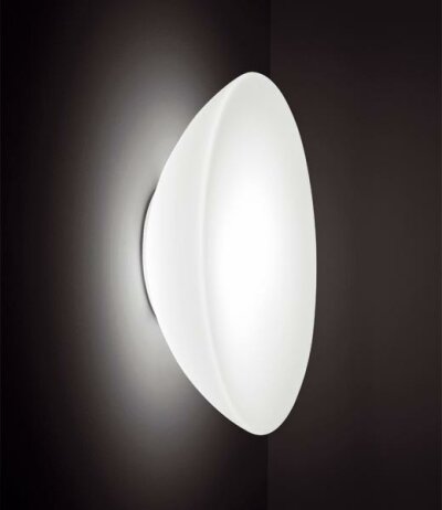 Vistosi Infinita PP 36 runde weiße Muranoglas Wand-/Deckenleuchte Ø36cm Höhe 14cm mit E27 Fassung kompatibel mit LED-Retrofitlampen