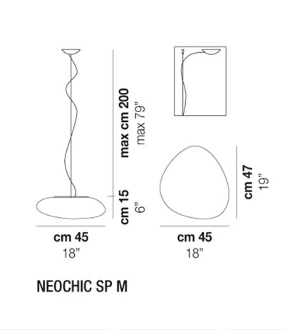 Vistosi Neochic SP Pendelleuchte Muranoglas Wei&szlig; LED-Retrofit kompatibel Version SP P | Glas 36x27 cm
