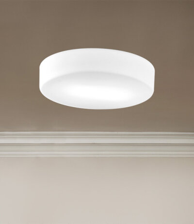 Vistosi Sogno PP 42 runde Wand-/Deckenleuchte Ø42 cm Höhe 10 cm Muranoglas Weiß  LED-Retrofit kompatibel