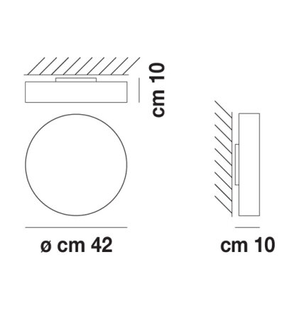 Vistosi Sogno PP 42 runde Wand-/Deckenleuchte Ø42 cm Höhe 10 cm Muranoglas Weiß  LED-Retrofit kompatibel