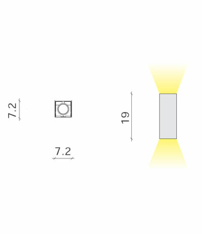 Oty Light Micro Box 7/2 kleine Wandleuchte zweiseitiges Licht 230V GU10 Struktur Schwarz