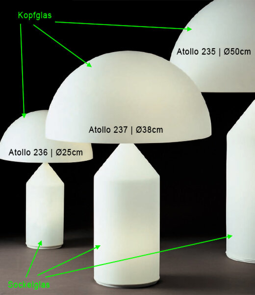 Oluce Ersatzteil für Atallo glass Tischleuchten...