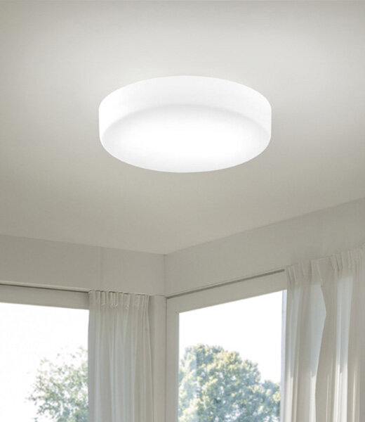 Vistosi Sogno PP 55 runde Wand-/Deckenleuchte Ø55 cm Höhe 10 cm Muranoglas Weiß LED-Retrofit kompatibel