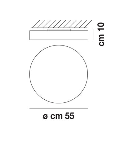 Vistosi Sogno PP 55 runde zeitlose flache Wand-/Deckenleuchte &Oslash;55 cm H&ouml;he 10 cm wei&szlig;es mundgeblasenes Glas 2xE27 Fassung alle Metallteile Wei&szlig;