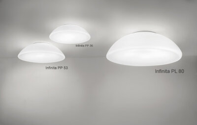 Vistosi Infinita PP 53 runde wei&szlig;e Muranoglas Wand-/Deckenleuchte &Oslash;53cm H&ouml;he 15cm mit E27 Fassungen kompatibel mit LED-Retrofitlampen
