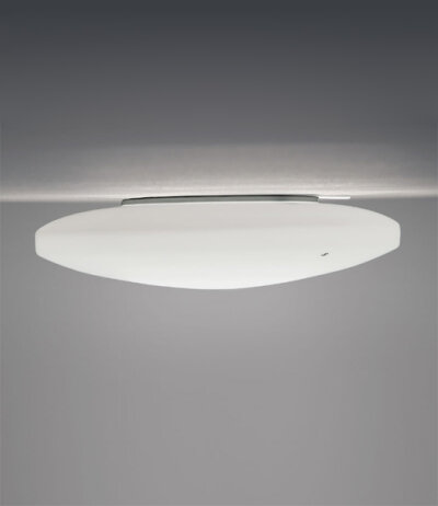 Vistosi Moris PP 50 runde flache weiße Muranoglas Wand-/Deckenleuchte Ø50cm Höhe 13cm Metallteile weiß mit E27 Fassungen