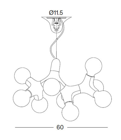 Next DNA-PL-QUATTRO-9.2 Pendelleuchte f&uuml;r neun E27 Globe 95 Leuchtmittel TRIAC dimmbar