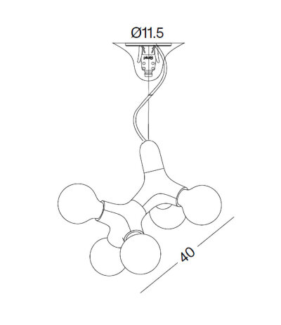 Next DNA-PL-DOUBLE-5 Pendelleuchte f&uuml;r f&uuml;nf E27 Globe 95 Leuchtmittel TRIAC dimmbar