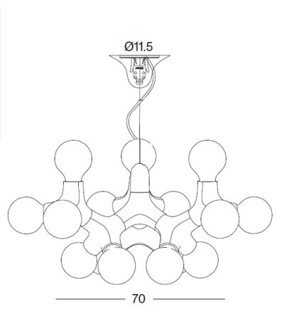 Next DNA-PL-SEPTO-15 Pendelleuchte f&uuml;r f&uuml;nfzehn E27 Globe 95 Leuchtmittel TRIAC dimmbar