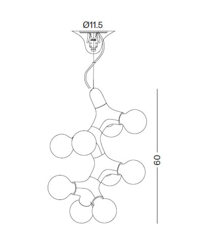 Next DNA-PL-QUATTRO-9.1 Pendelleuchte f&uuml;r neun E27 Globe 95 Leuchtmittel TRIAC dimmbar