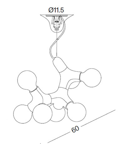 Next DNA-PL-TRIPLE-7 Pendelleuchte f&uuml;r sieben E27 Globe 95 Leuchtmittel TRIAC dimmbar