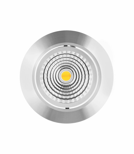 Mobilux MOBiDIM COB SLIM R runde schwenkbare 8,5W LED-Einbauleuchte mit Dim-To-Warm Technologie 1800-2700K &Oslash;85mm Einbautiefe 25mm Struktur Alu poliert Optik 60&deg; inkl. Betriebsger&auml;t TRIAC dimmbar