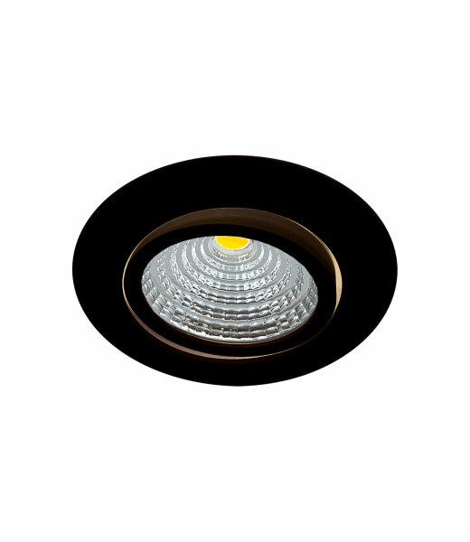 Mobilux MOBiDIM COB SLIM R runde schwenkbare 8,5W LED-Einbauleuchte mit Dim-To-Warm Technologie 1800-2700K &Oslash;85mm Einbautiefe 25mm Struktur Schwarz Optik 60&deg; inkl. Betriebsger&auml;t TRIAC dimmbar