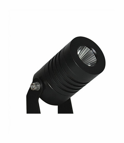 Mobilux MINI 3000K LED-Gartenstrahler mit Erdspieß 5W Optik 24° Kabellänge 500 cm Leuchtenkopf dreh-/schwenkbar optimal für Pflanzenkübel und Büsche Struktur Schwarz