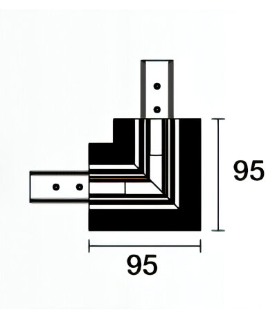 PowerGear 48V 90&deg; Einbau-Eckverbinder (mechanisch) Wei&szlig; Links polarisiert