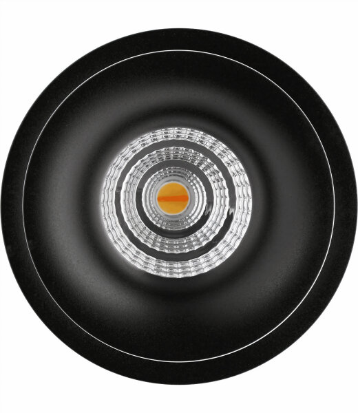 Mobilux MOBiDIM COB Style R schwarze schwenkbare Einbauleuchte nahezu blendfreies Licht mit Dim-To-Warm-Technologie 1800-2700K Ø105mm Einbautiefe 55mm Optik 45° inkl. TRIAC dimmbaren Betriebsgerät