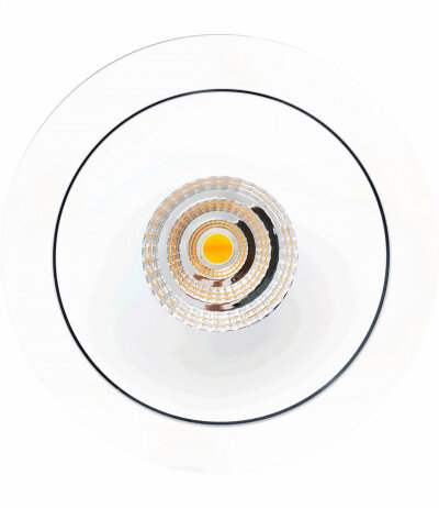 Mobilux MOBiDIM COB Style R weiße schwenkbare Einbauleuchte nahezu blendfreies Licht mit Dim-To-Warm-Technologie 1800-2700K Ø105mm Einbautiefe 55mm Optik 45° inkl. TRIAC dimmbaren Betriebsgerät