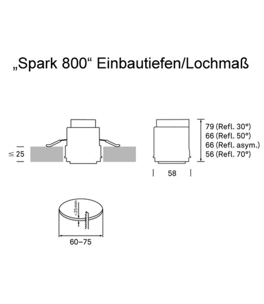 Ribag Spark 800 Einbaustrahler Reflektor 30° 8W 740lm...